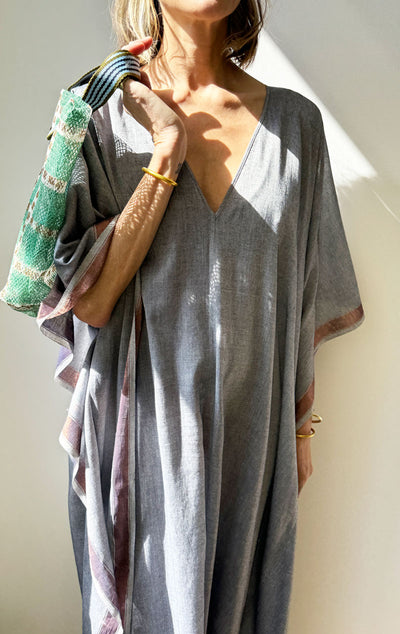 Grey and Metallic v neck caftan- few available
