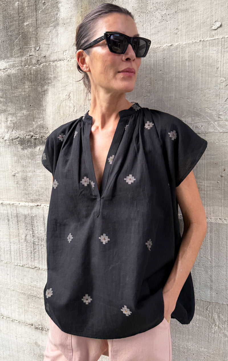 Black Khadi Shirt with woven details – Two