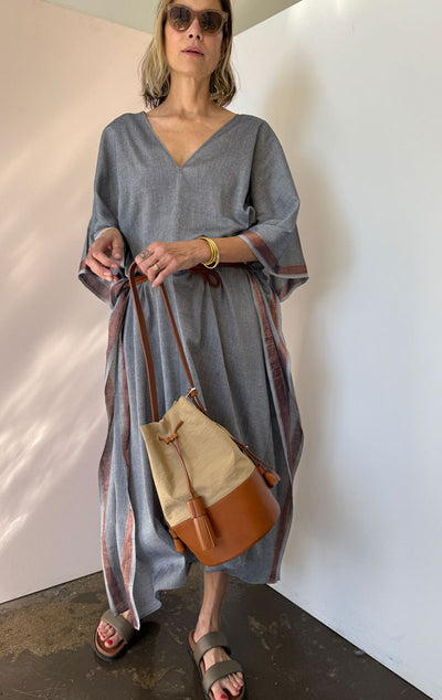 Grey and Metallic v neck caftan- few available