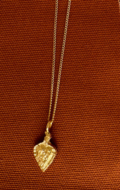 Gold Plated Brass; 18" length chain with heart pendant