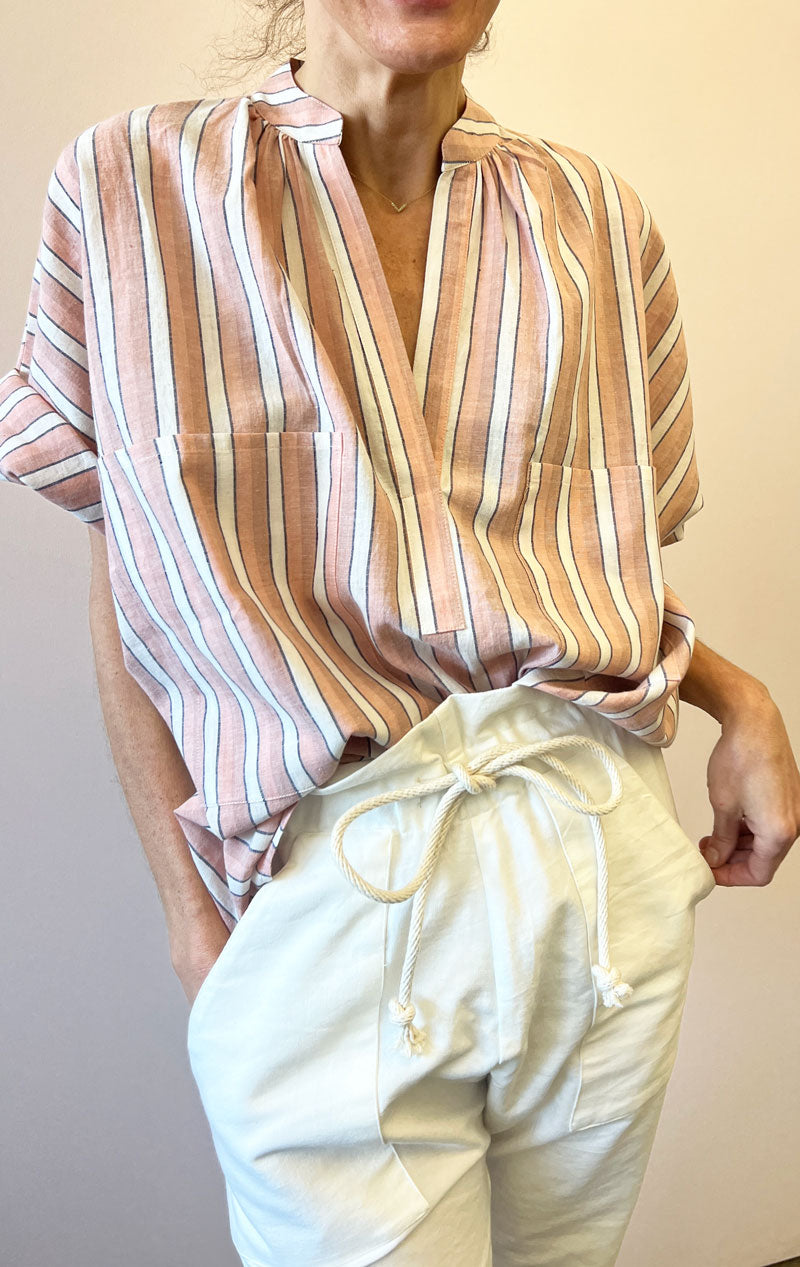 Pink stripe Short Sleeve Shirt
