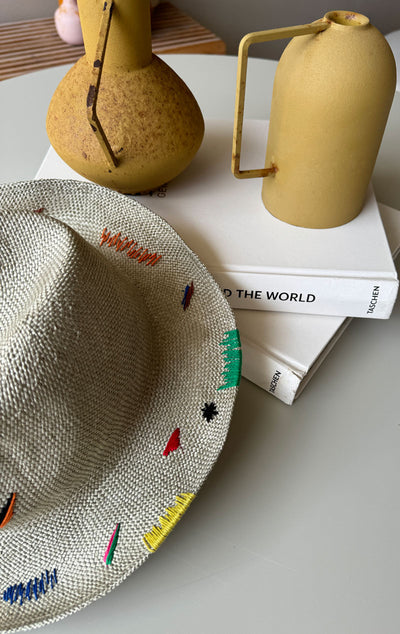 Straw Hat with hand embroidery