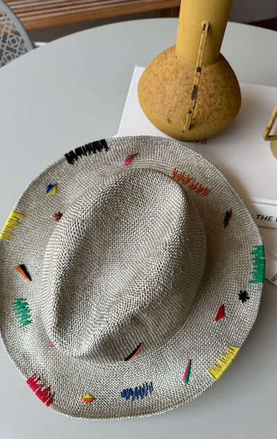 Straw Hat with hand embroidery