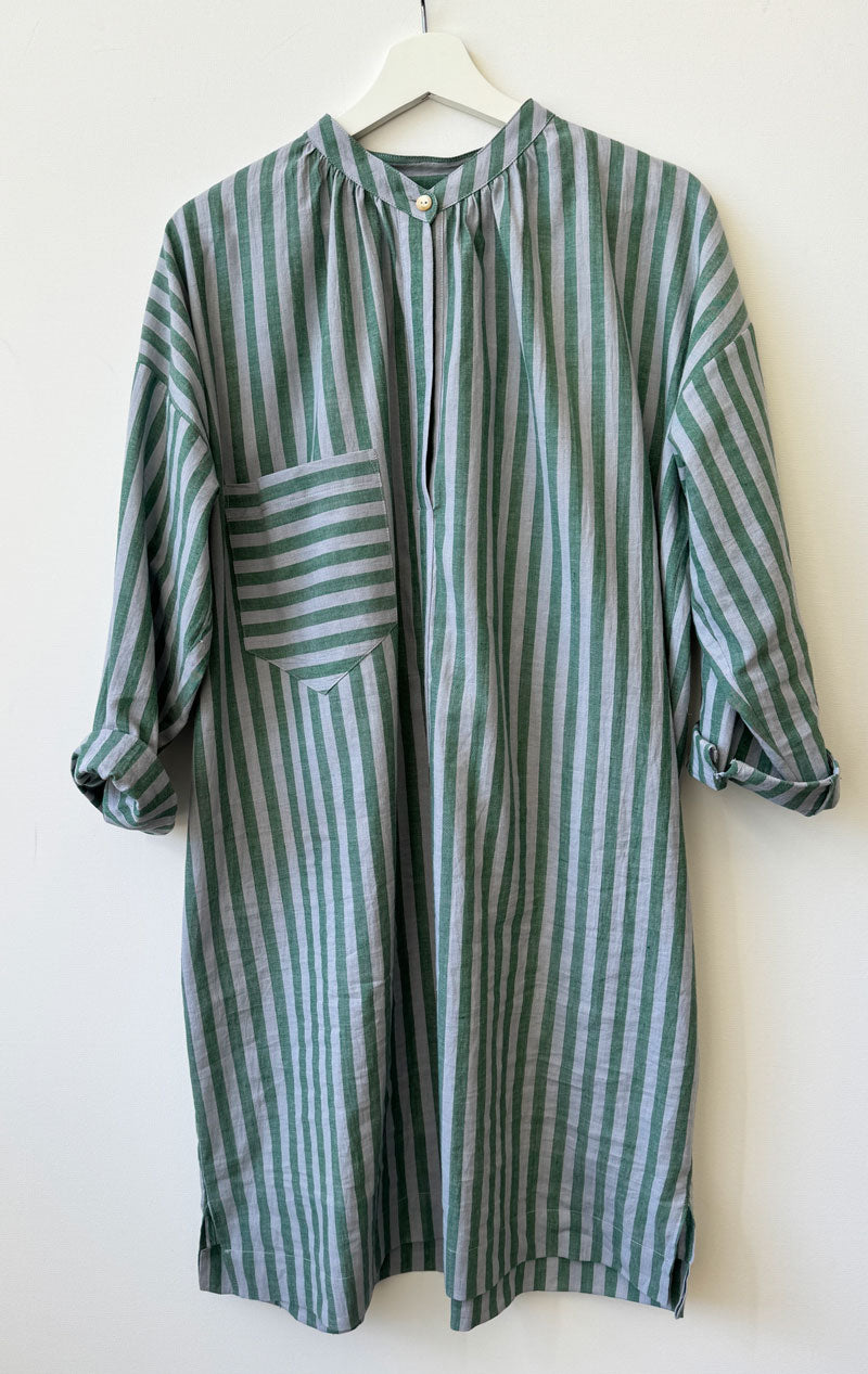 One button stripe long sleeve tunic