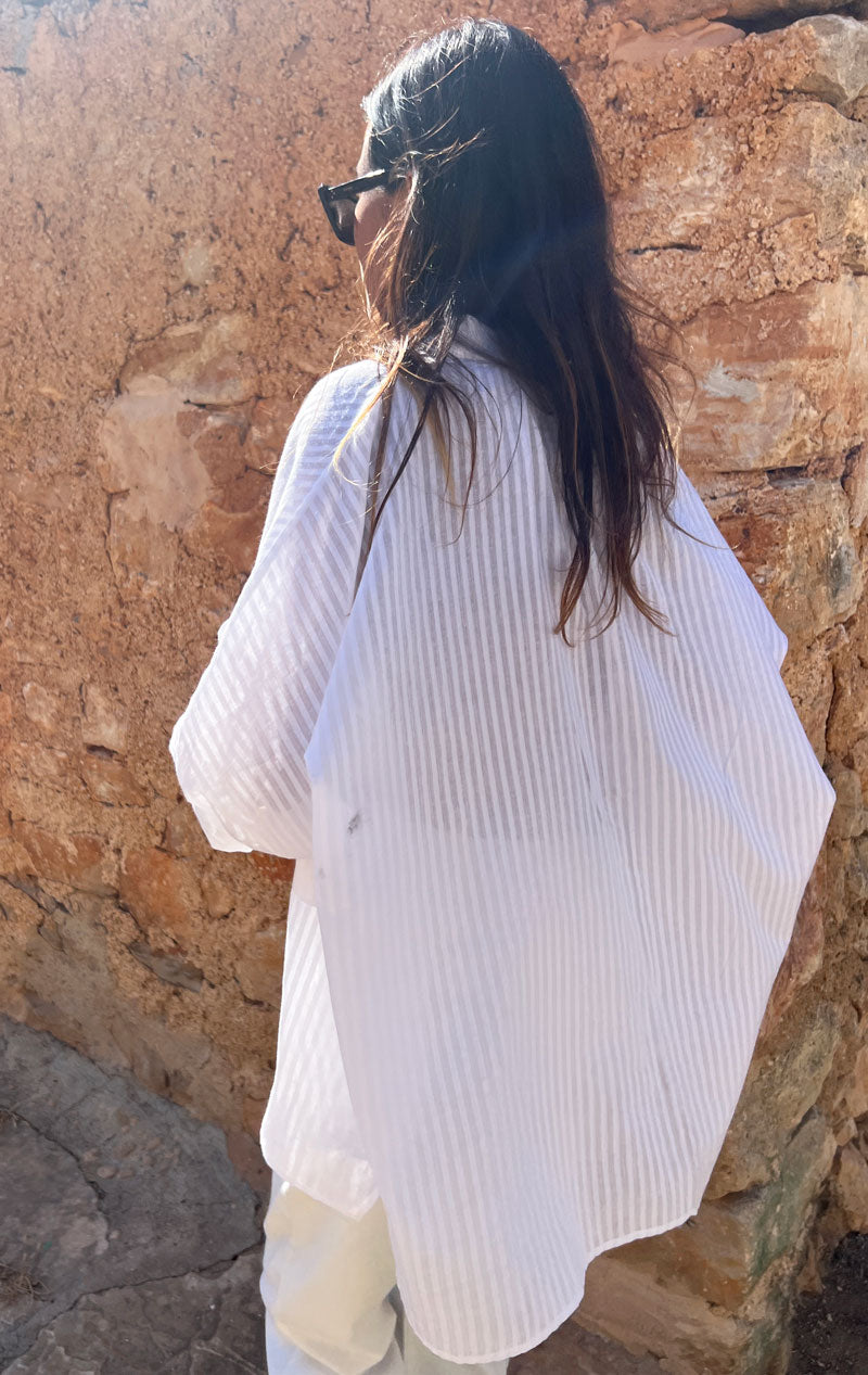 White Khadi Long Sleeve Shirt
