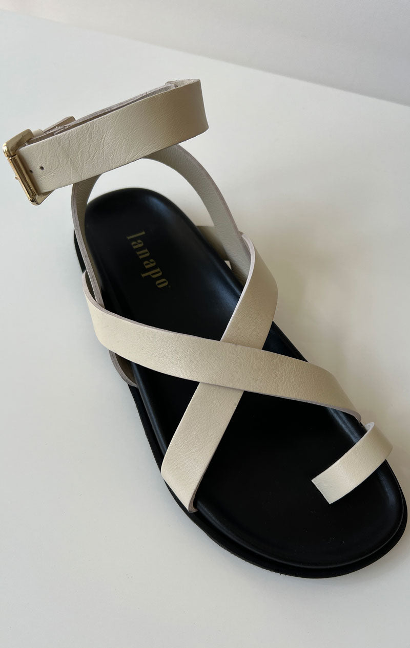 Lanapo Ivory Criss Cross Sandal - size 40-last one!y