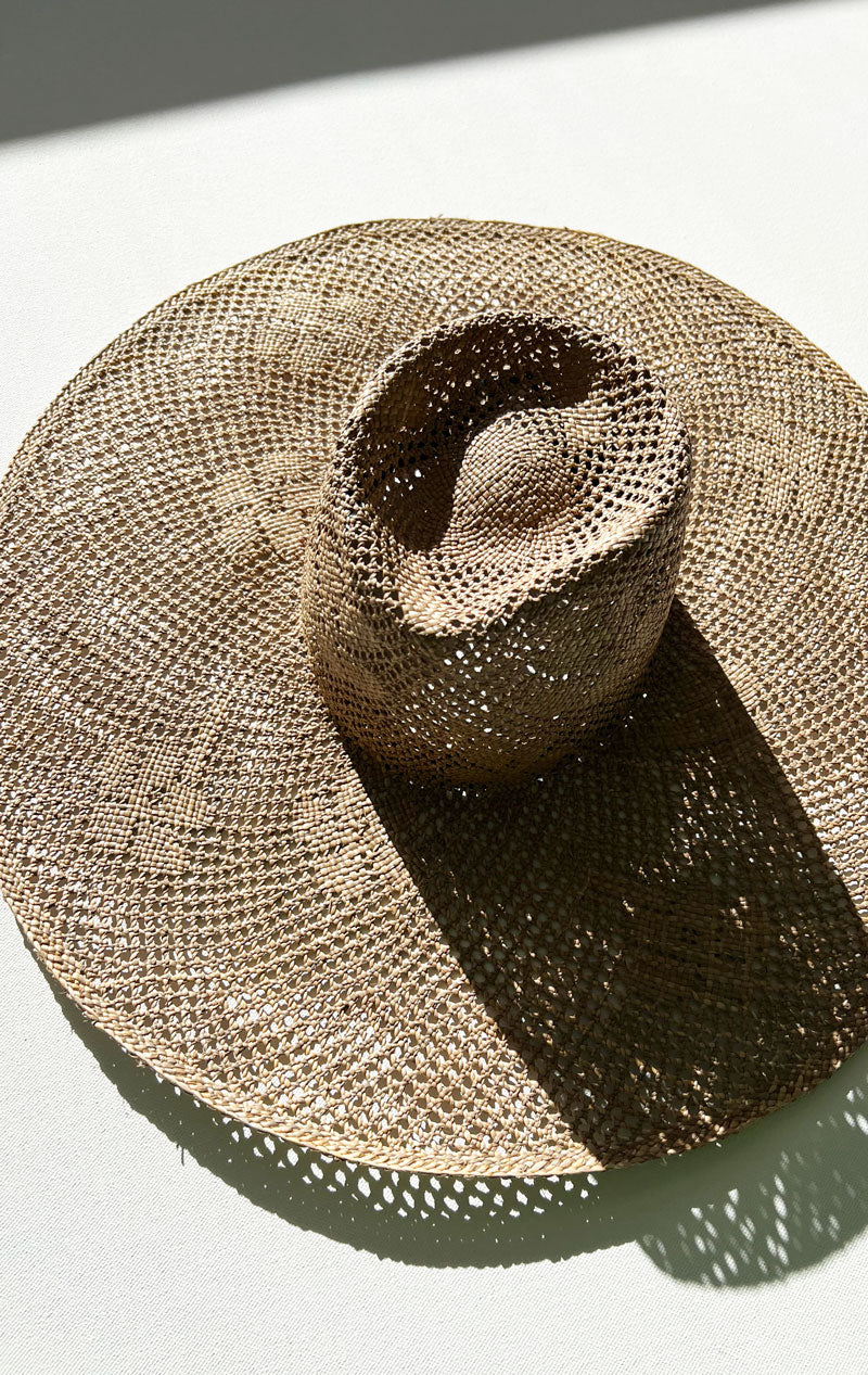 Natural Floral Large Brim Hat Large- 22 Inches