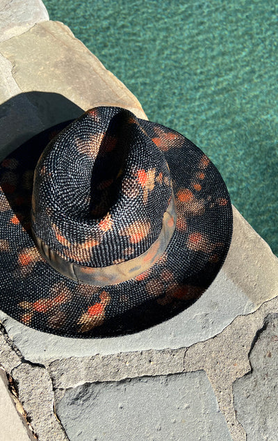 Orange speckled Hat with ribbon