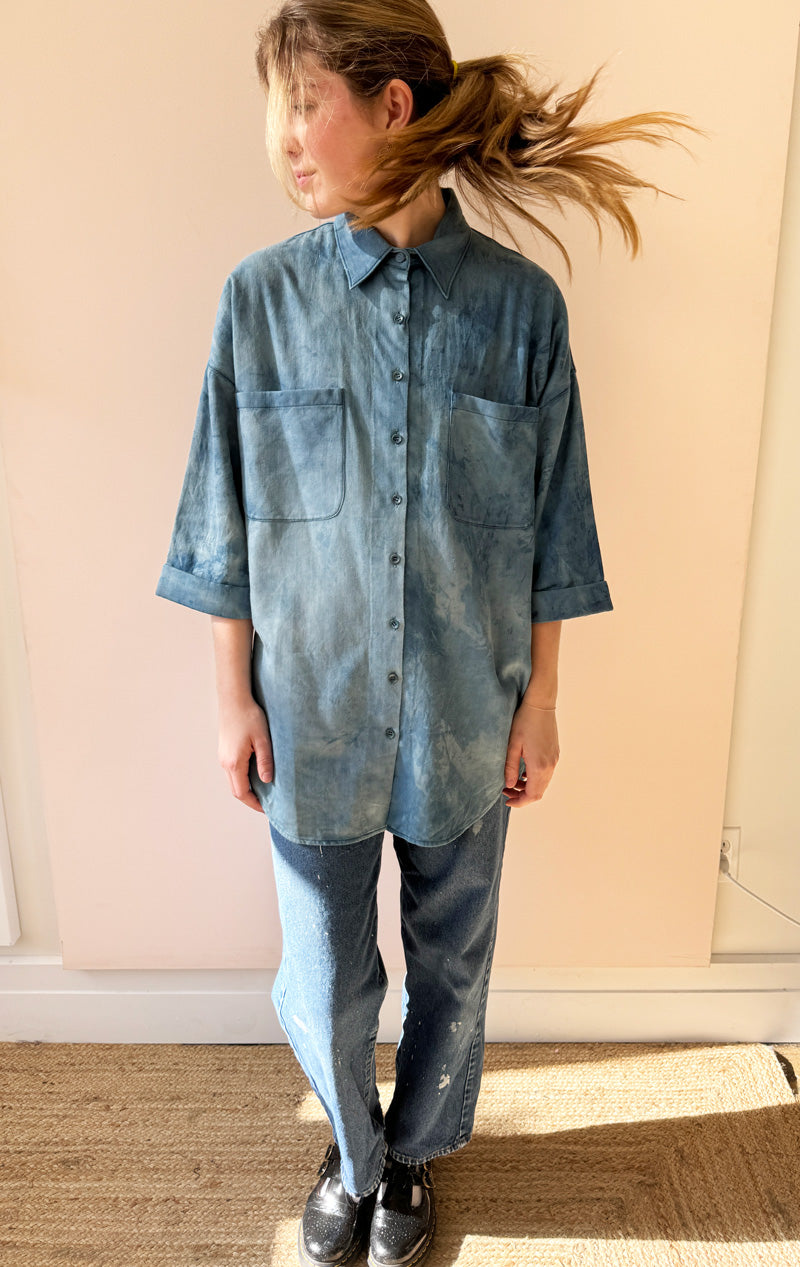 Indigo washed painters shirt