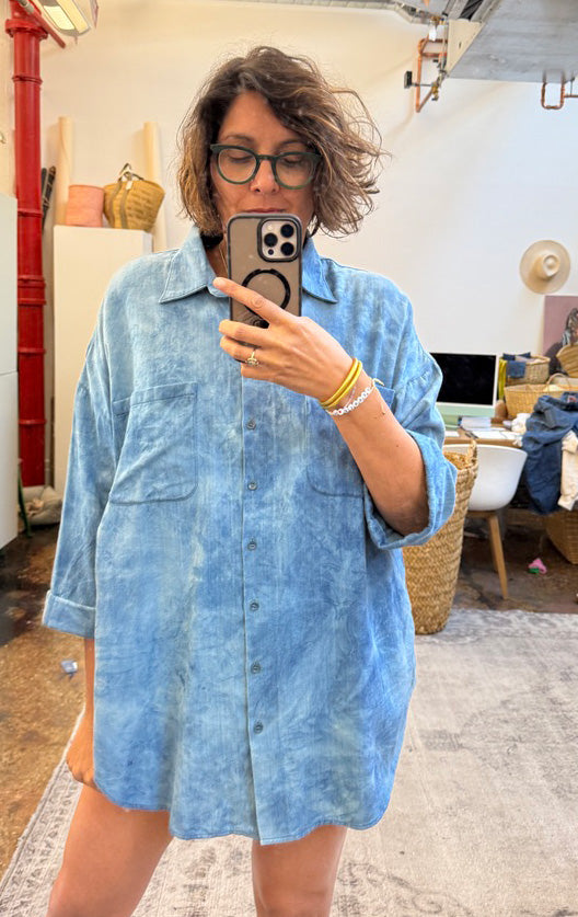 Indigo washed painters shirt