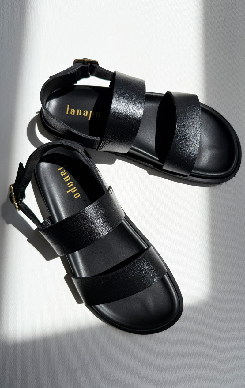 Lanapo Black Leather Sandal