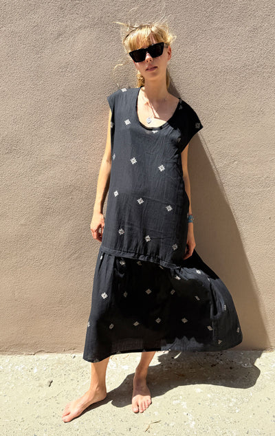 Drop waist Jamdani Bhutti Cotton Dress