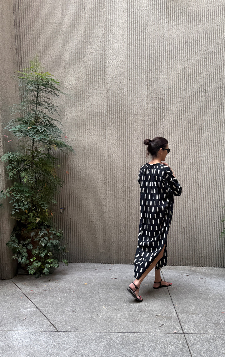 Black Ikat long caftan – Two