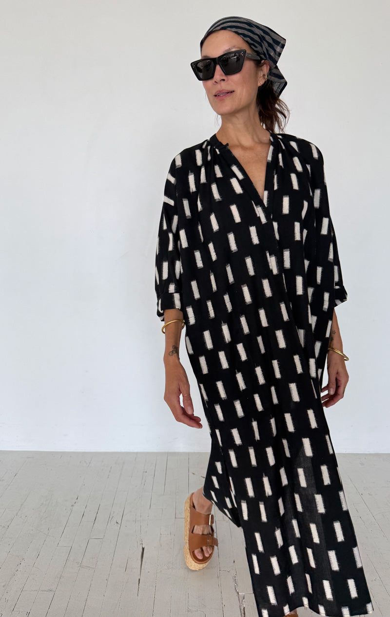 Black Ikat long caftan