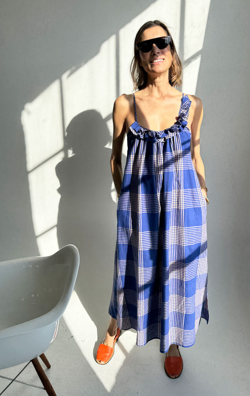 Plaid Ruffle neck dress