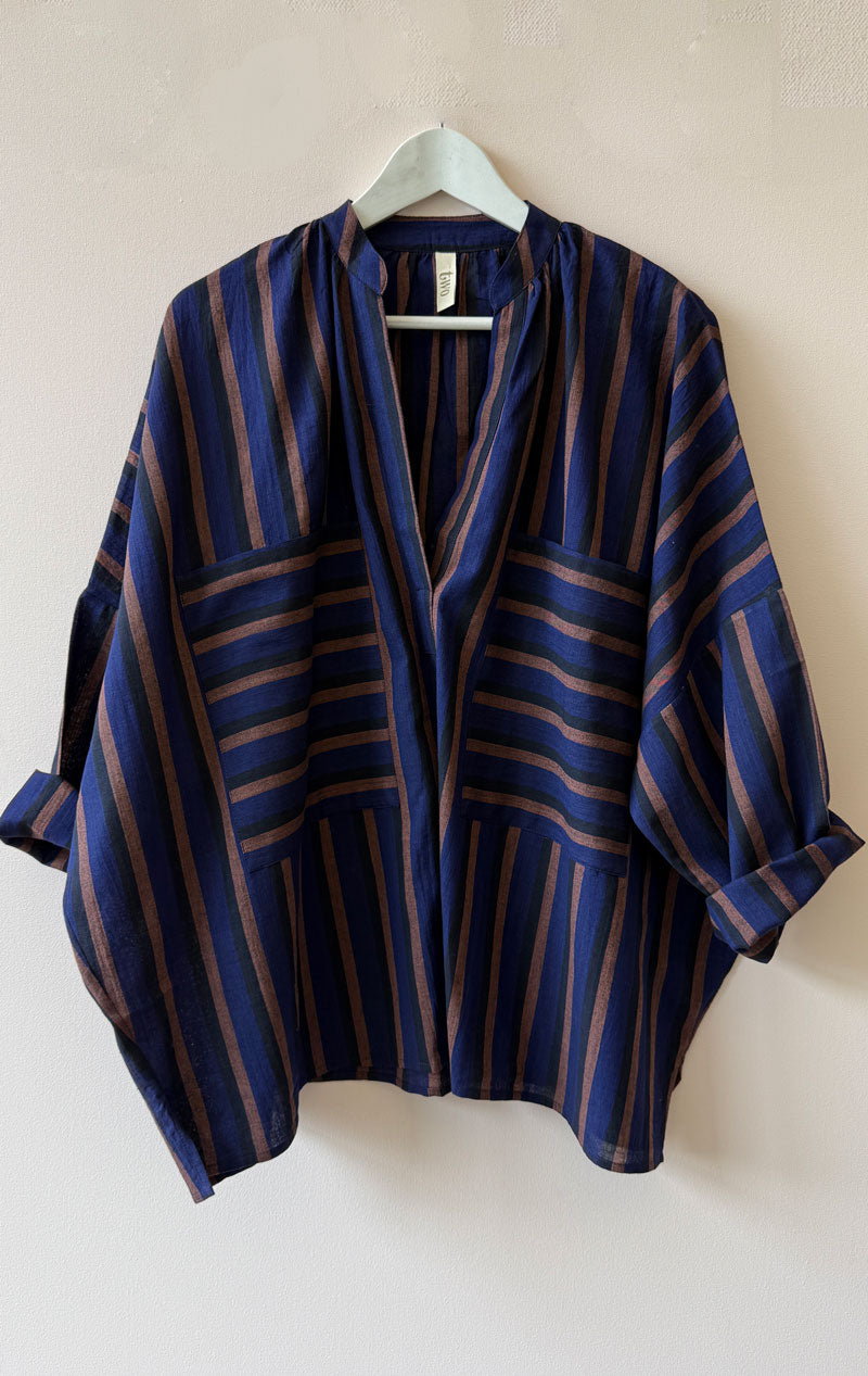 Blue/Clay Stripe Long Sleeve Shirt