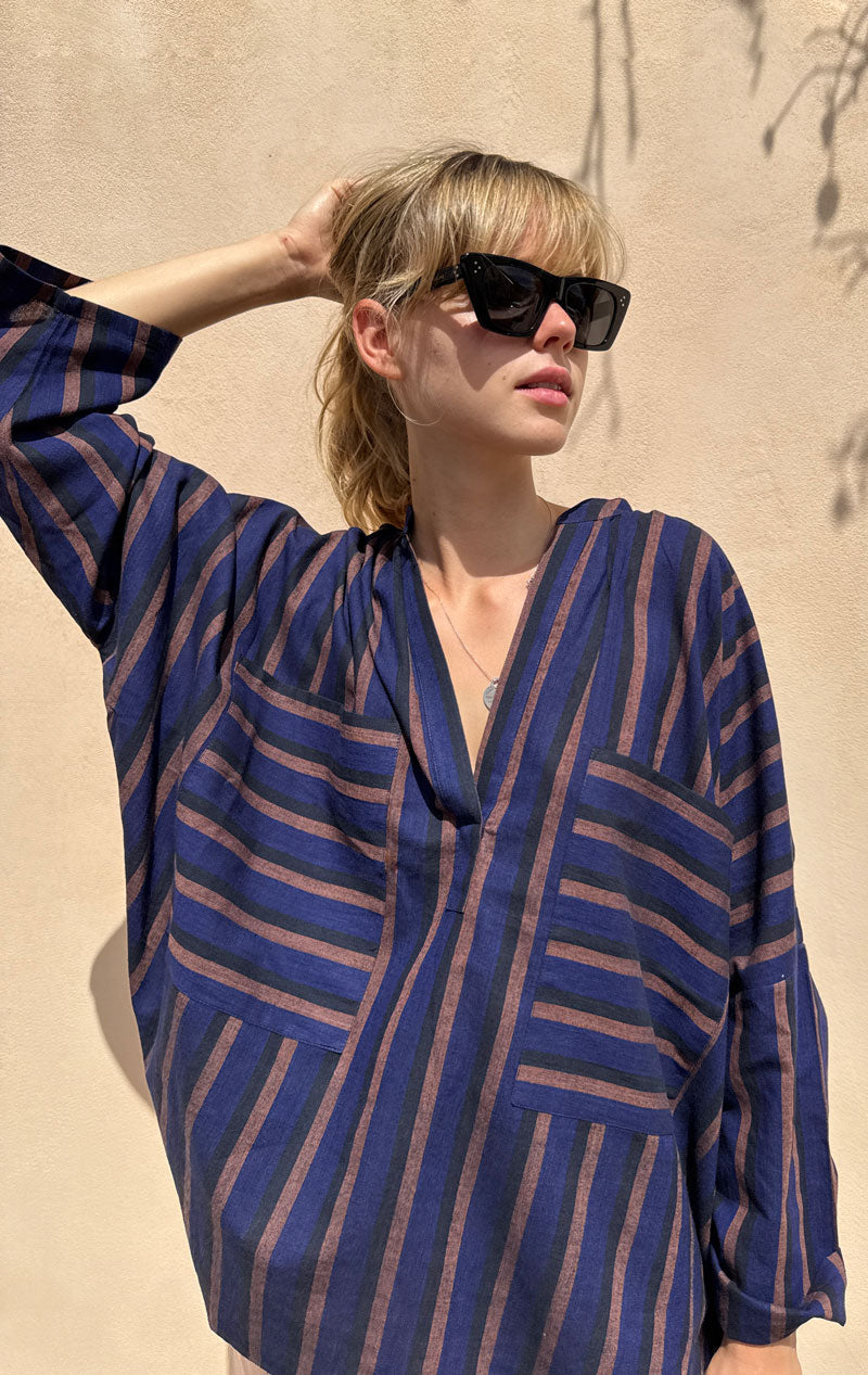 Blue/Clay Stripe Long Sleeve Shirt