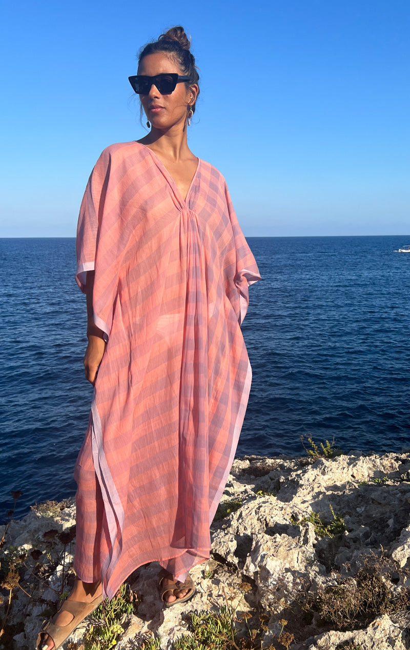 Mauve check caftan