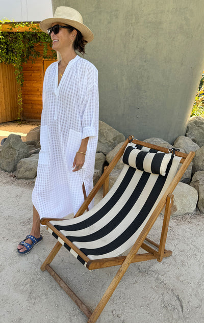 White Grid long caftan