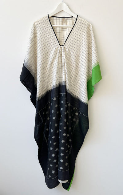 Ikat caftan with black and green