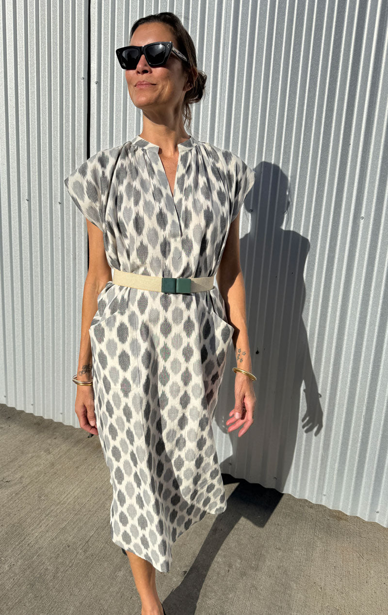 Grey Ikat Slim Dress