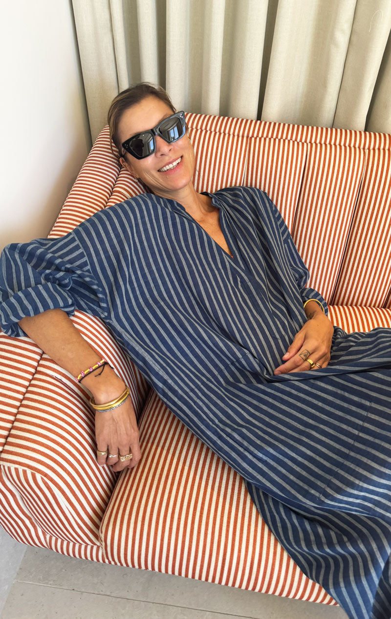 Featherweight long stripe caftan