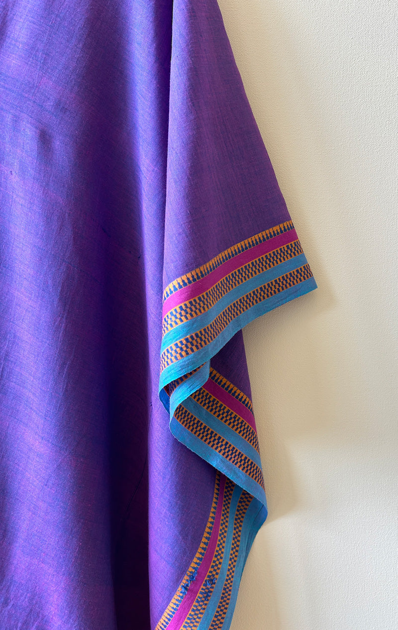 Purple Cotton Caftan with multi border