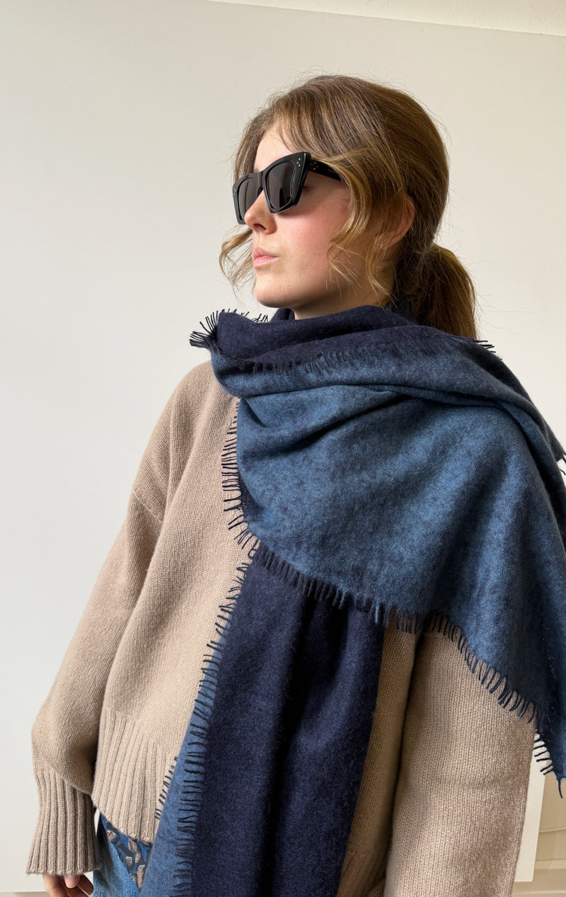 New! sapphire and chambray two tone scarf