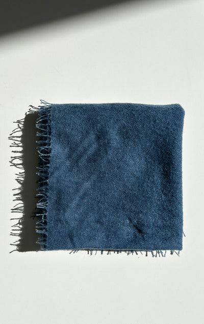 New! Blue fringe cashmere scarf