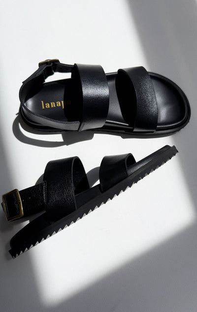 Lanapo Black Leather Sandal