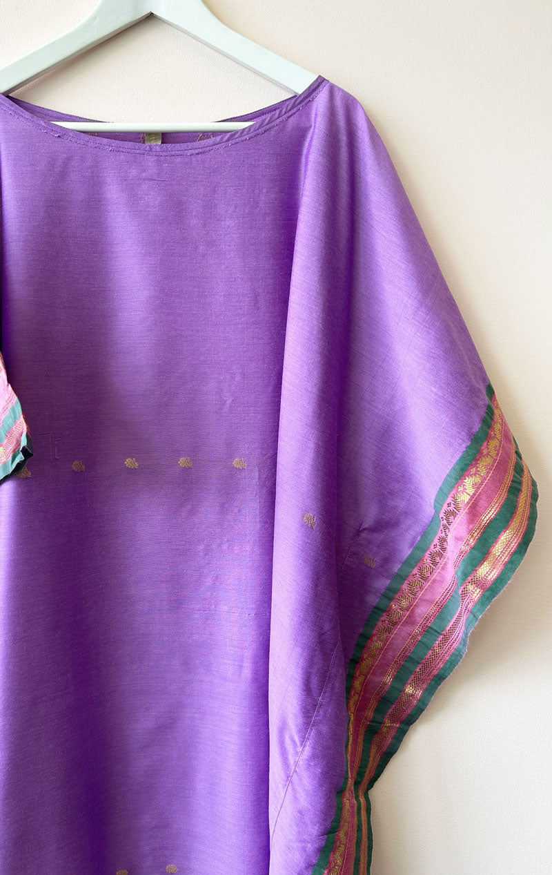 Lilac silk boatneck caftan v2