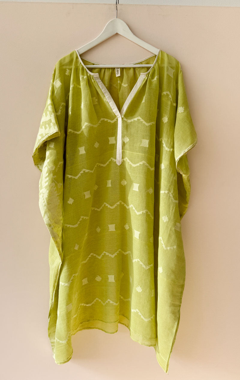 Lime Dhaka caftan