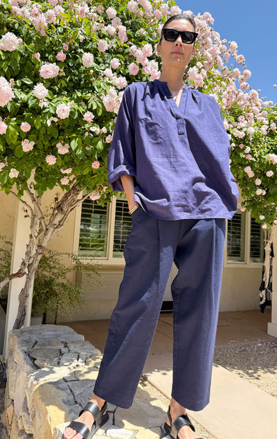 Barrel Leg Pant in Navy