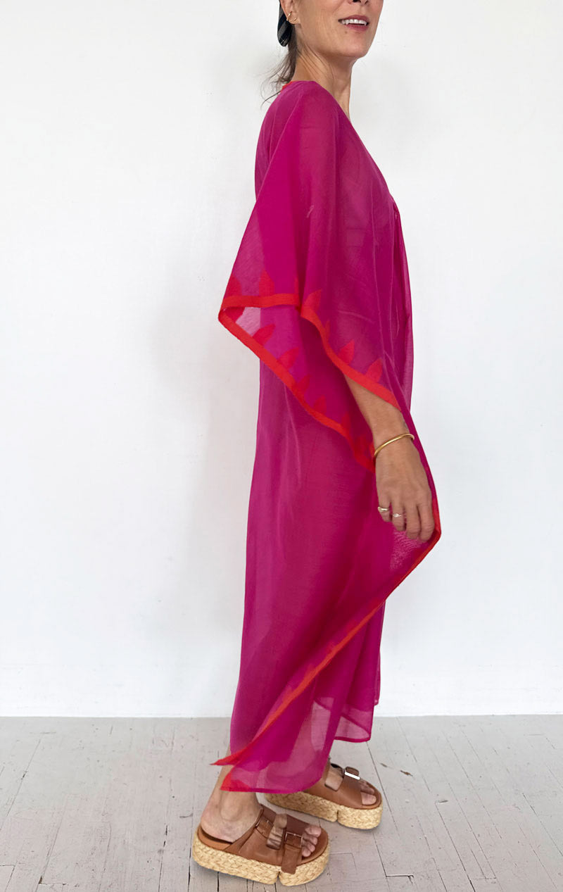 Temple pink border Caftan