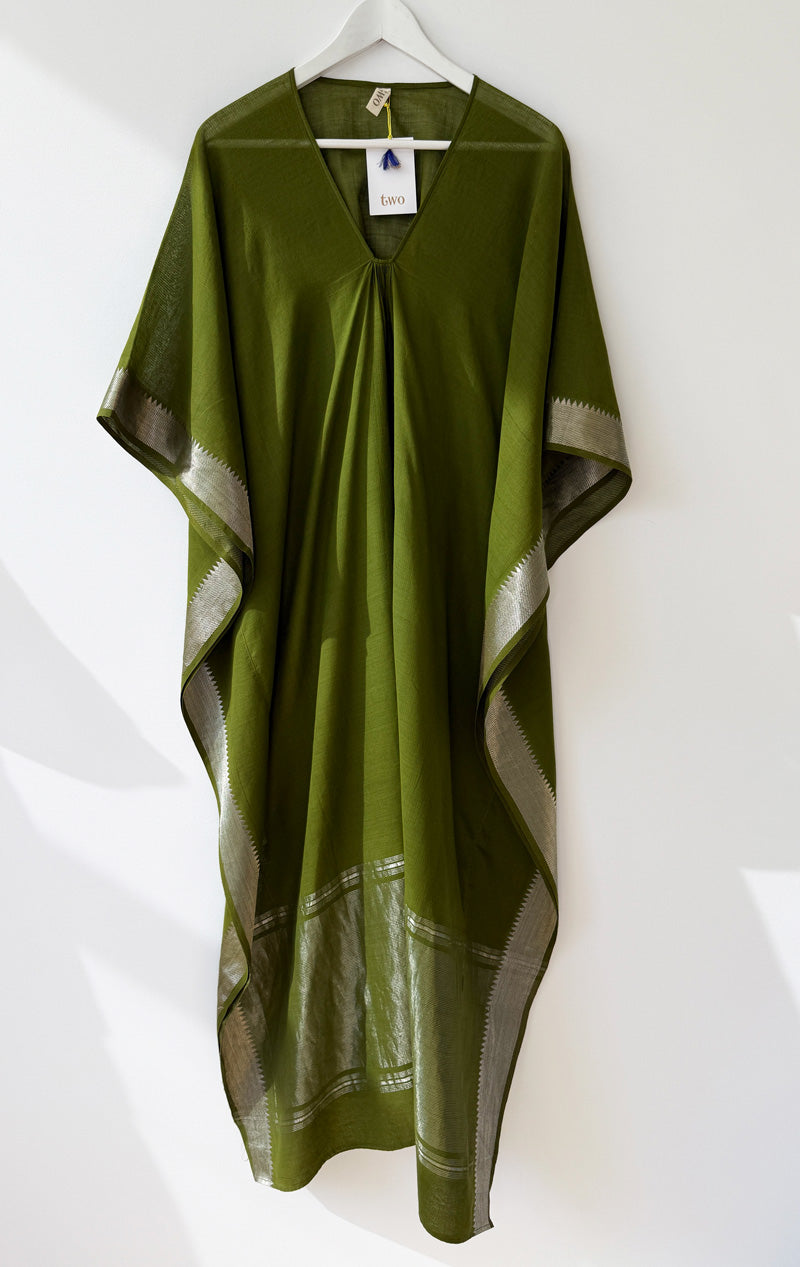 Olive Manga caftan with silver