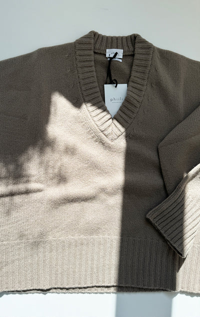 v neck beige sweater