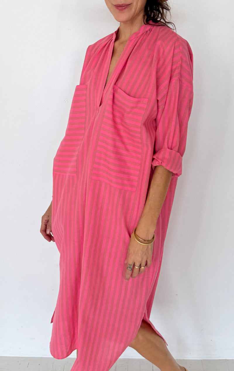 Sale! Pink stripe two pocket caftan-Last few  Two