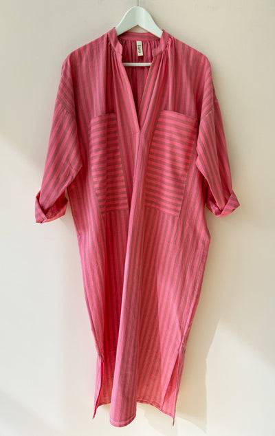 New! Pink stripe two pocket caftan