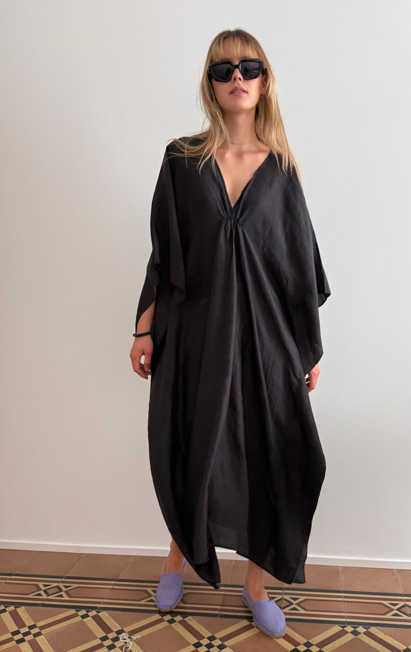 Black silk caftan
