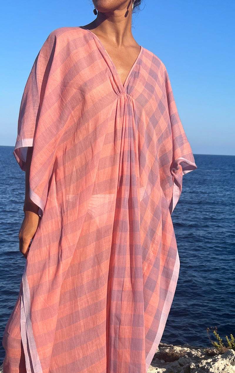 Mauve check caftan