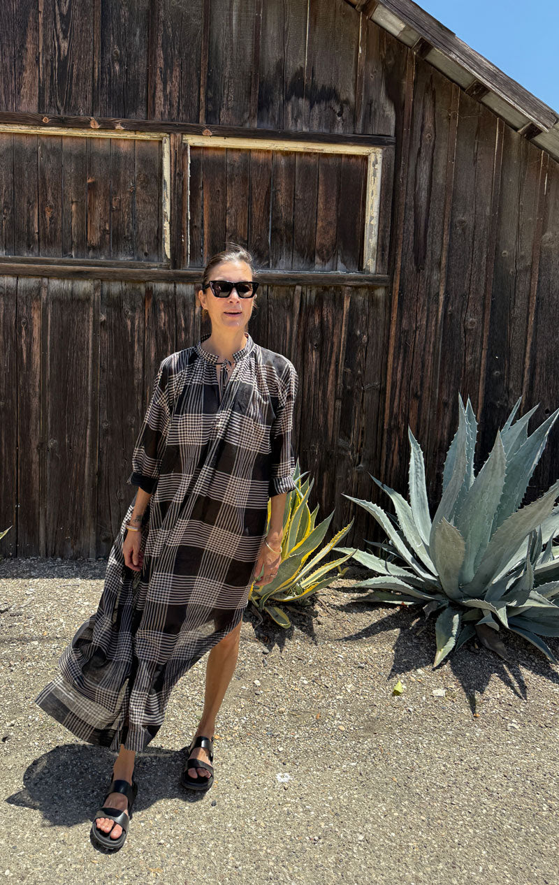 sheer plaid dress The Darling Plaid Sheer Layer Mini Dress XS / Brown Plaid