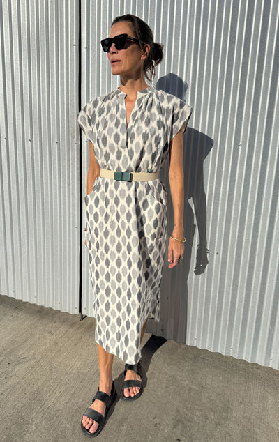Grey Ikat Slim Dress