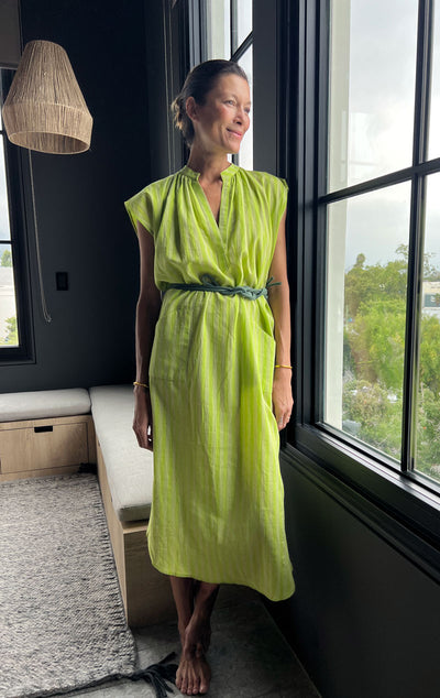 Lime Stripe Slim Dress