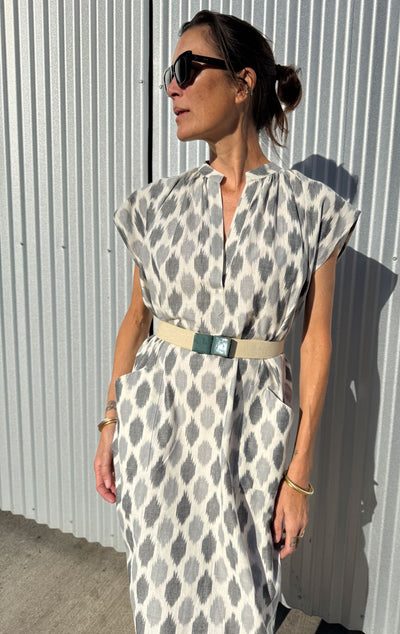 Grey Ikat Slim Dress