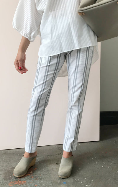 white with grey stripe pants-sample sale