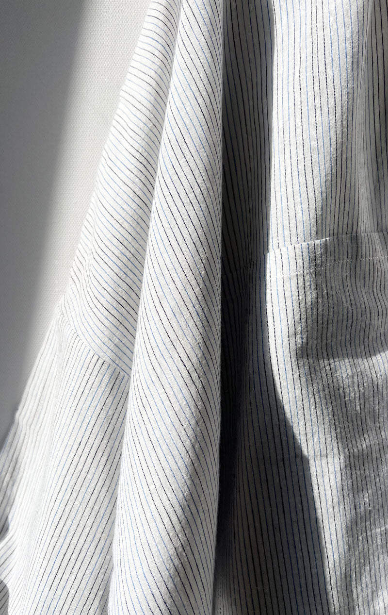 Long Sleeve Shirt in White Pinstripe