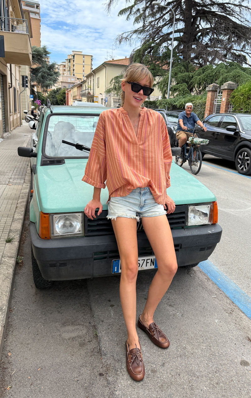 Terracotta Shirred shirt