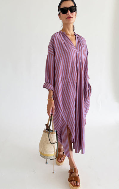 Striped viola long caftan