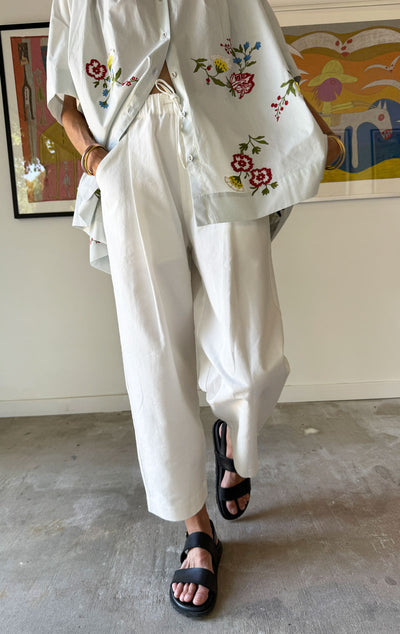 Barrel Leg Pant in White