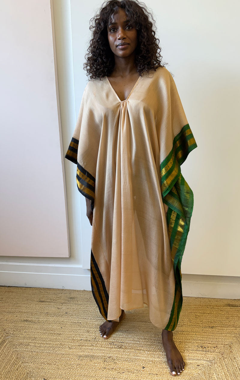 One of a kind two tone border caftan  Two